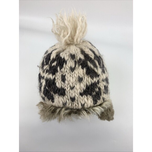 American Eagle Wool Alpaca Faux Fur Trapper Hat Fair Isle Knit Ear Flap One Size - Picture 8 of 14